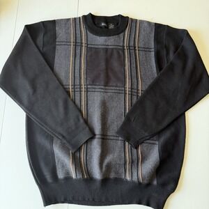 Gochu Black Knit And Suede Block‎ Pullover Sweater Size XL Mens